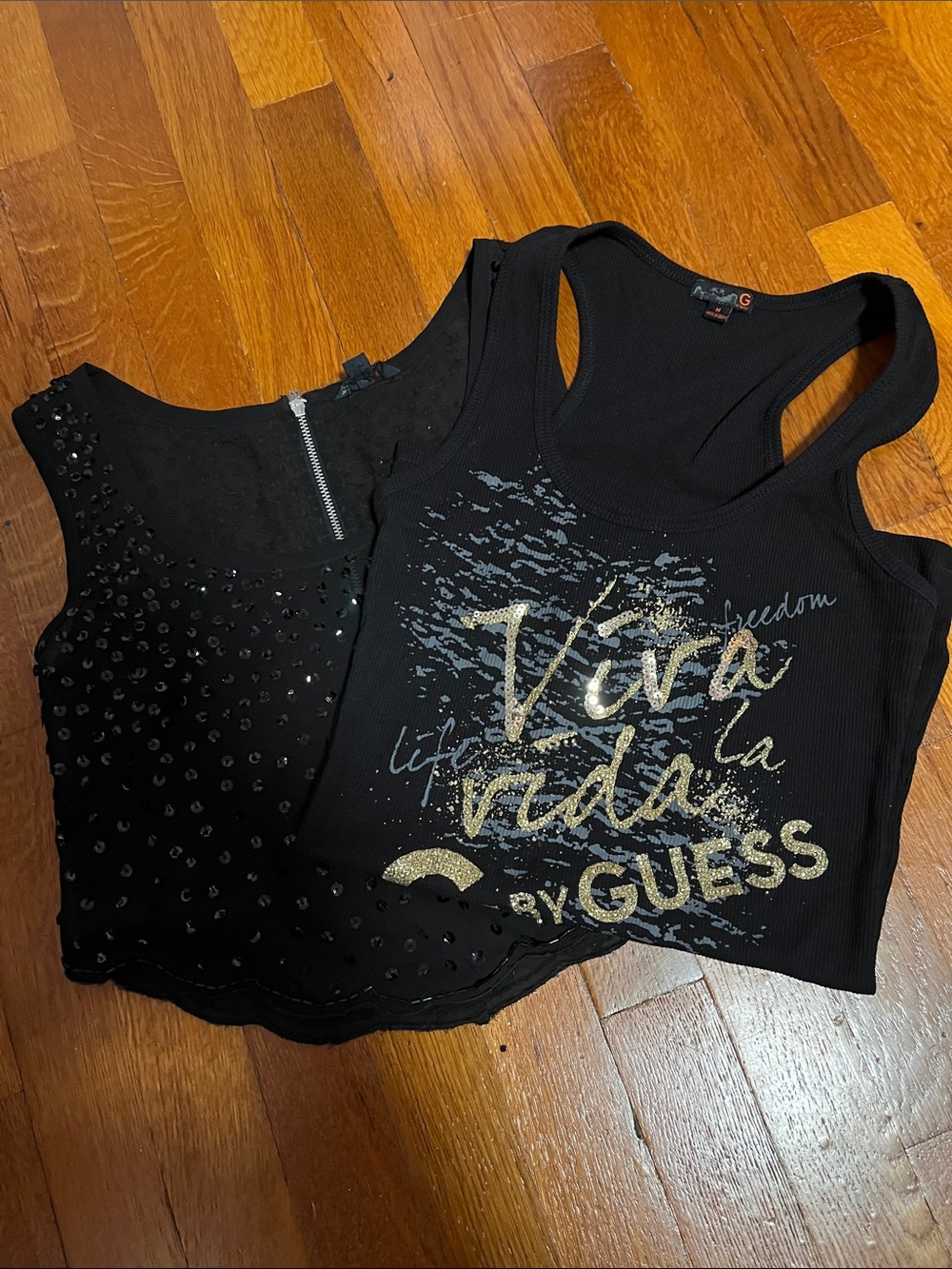 Guess BlackGold Tank Tops & black sequin top.  You get 2 tops